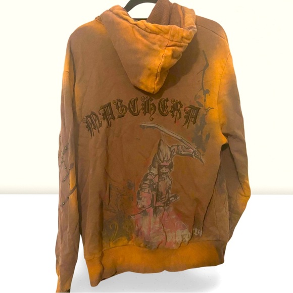 Vintage Maschera Graphic Samurai Orange Hoodie - Picture 2 of 6
